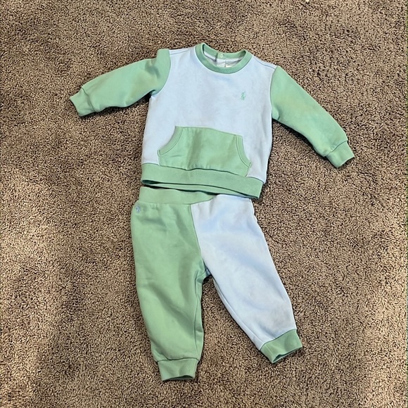 Ralph Lauren Infant Green and Blue Jogger Set- 12 months - Picture 1 of 6